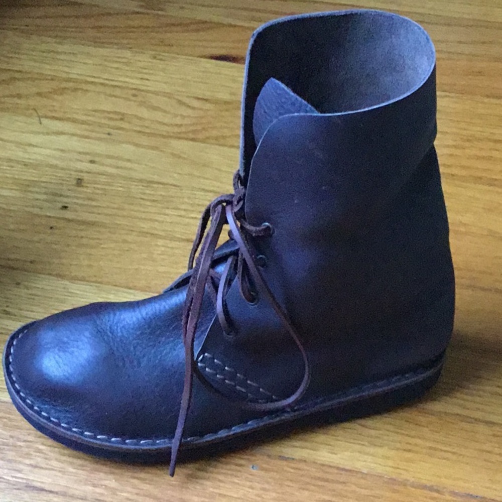 ITALIAN Leather Boho Hippie Minimalist Brown Booties - Picture 6 of 8